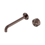 Nero Serenity Progressive Wall Basin Mixer 220Mm Spout Brushed Bronze - Metal Handle