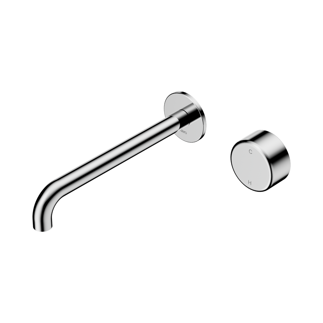 Nero Serenity Progressive Wall Basin Mixer 220Mm Spout Chrome - Metal Handle