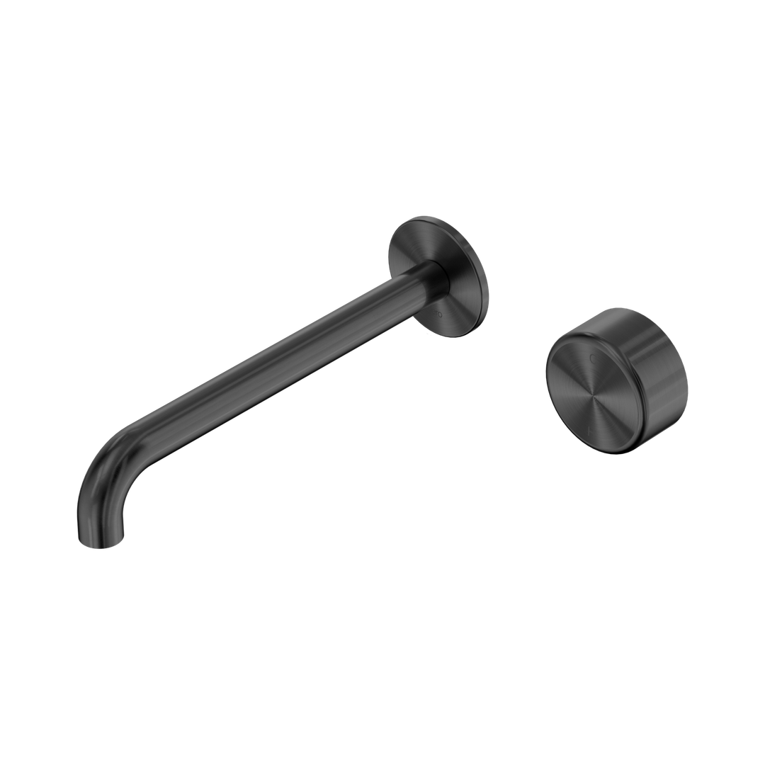 Nero Serenity Progressive Wall Basin Mixer 220Mm Spout Gunmetal - Metal Handle