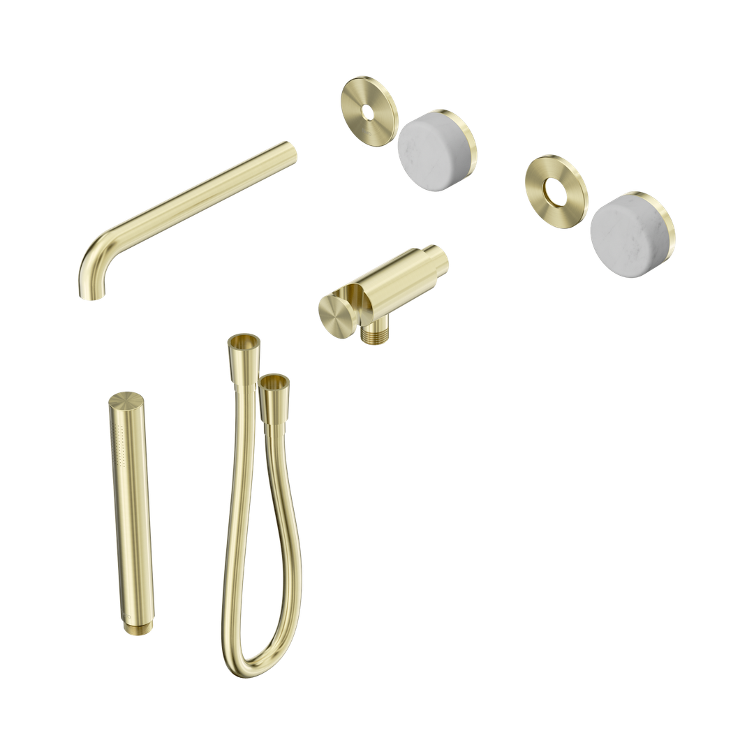 Nero Serenity Progressive Shower System - Spout Brushed Gold - Carrara Handle & Slim Shower Trim Kit Only