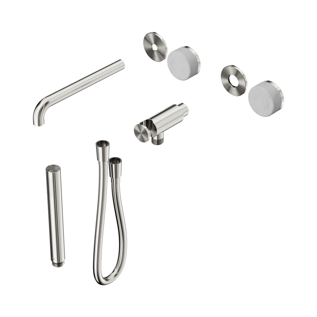 Nero Serenity Progressive Shower System - Spout Brushed Nickel - Carrara Handle & Slim Shower Trim Kit Only