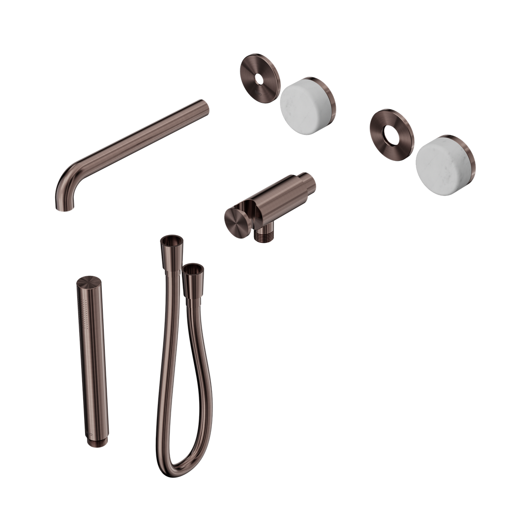 Nero Serenity Progressive Shower System - Spout Brushed Bronze - Carrara Handle & Slim Shower Trim Kit Only