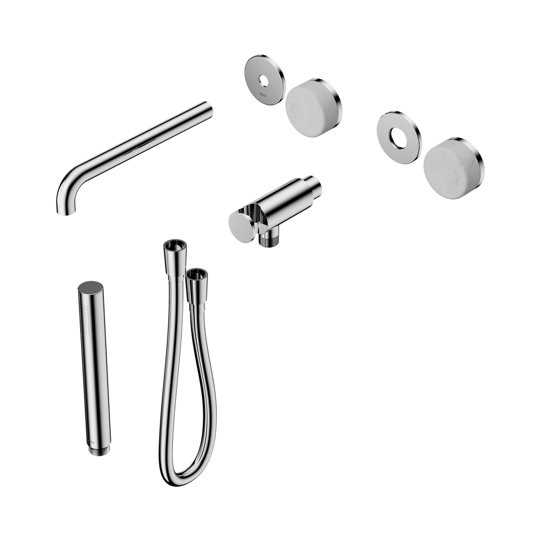 Nero Serenity Progressive Shower System - Spout Chrome - Carrara Handle & Slim Shower Trim Kit Only
