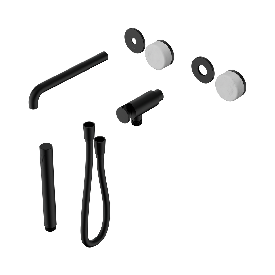 Nero Serenity Progressive Shower System - Spout Matte Black - Carrara Handle & Slim Shower Trim Kit Only