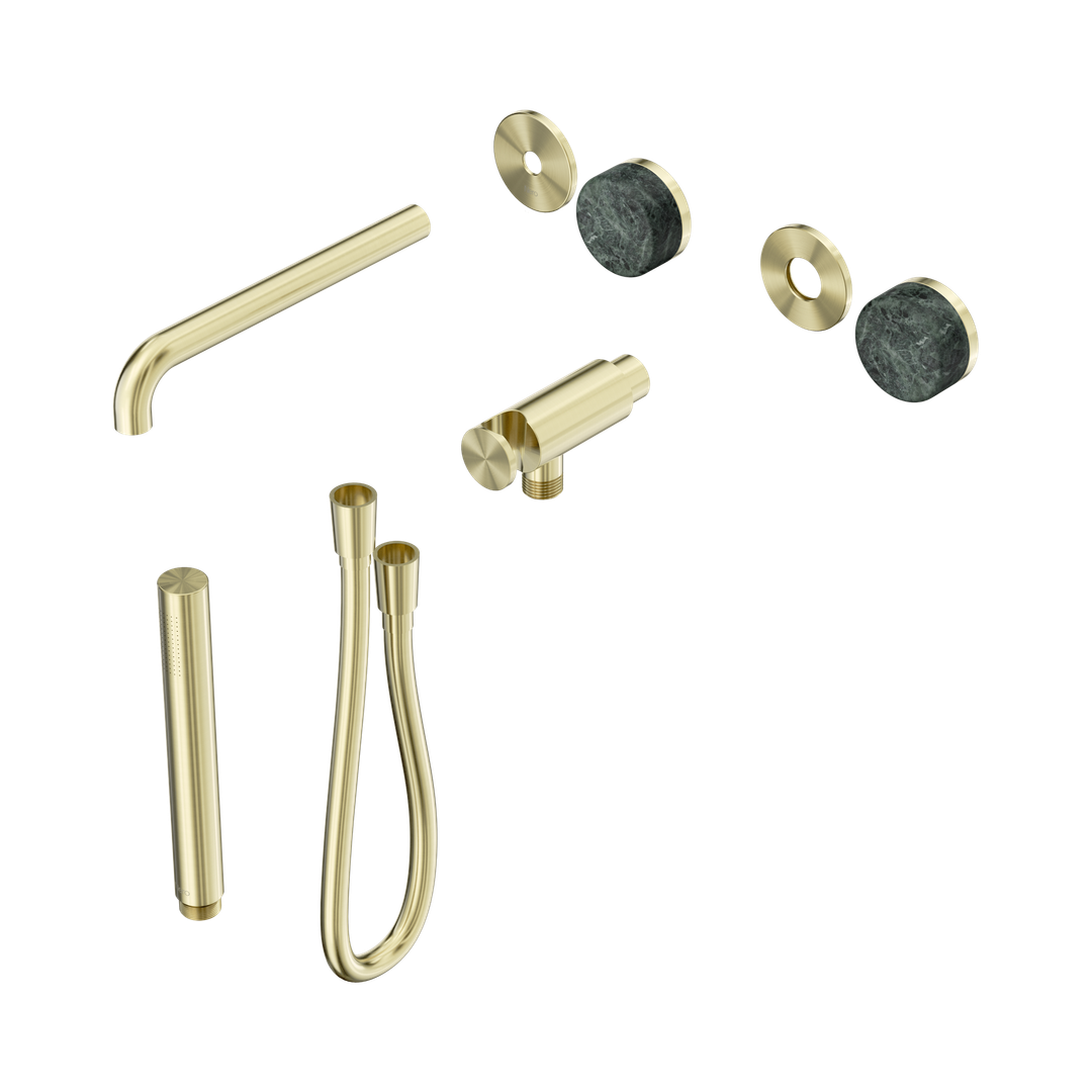 Nero Serenity Progressive Shower System - Spout Brushed Gold - Verde Alpi Handle & Slim Shower Trim Kit Only