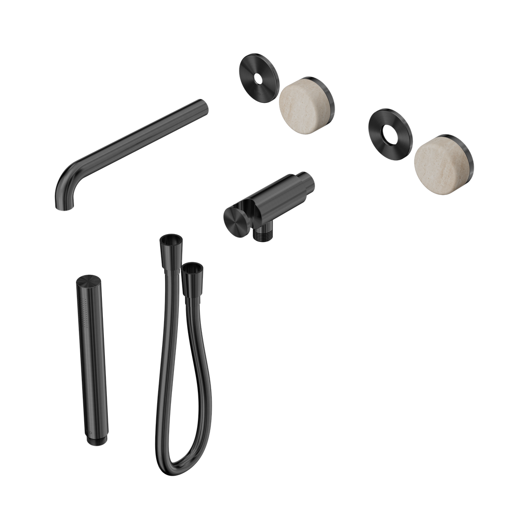 Nero Serenity Progressive Shower System - Spout Gunmetal Rome Travertine Handle & Slim Shower Trim Kit Only