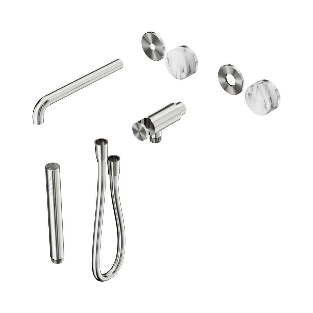 Nero Serenity Progressive Shower System - Spout Brushed Nickel Arabescato Corchia Handle & Slim Shower Trim Kit Only