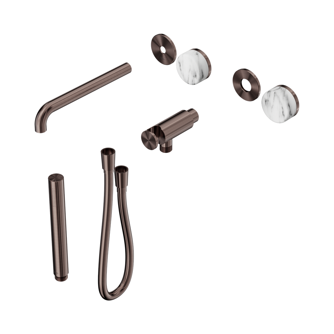 Nero Serenity Progressive Shower System - Spout Brushed Bronze Arabescato Corchia Handle & Slim Shower Trim Kit Only