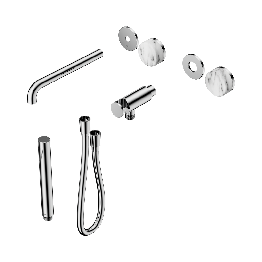 Nero Serenity Progressive Shower System - Spout Chrome Arabescato Corchia Handle & Slim Shower Trim Kit Only