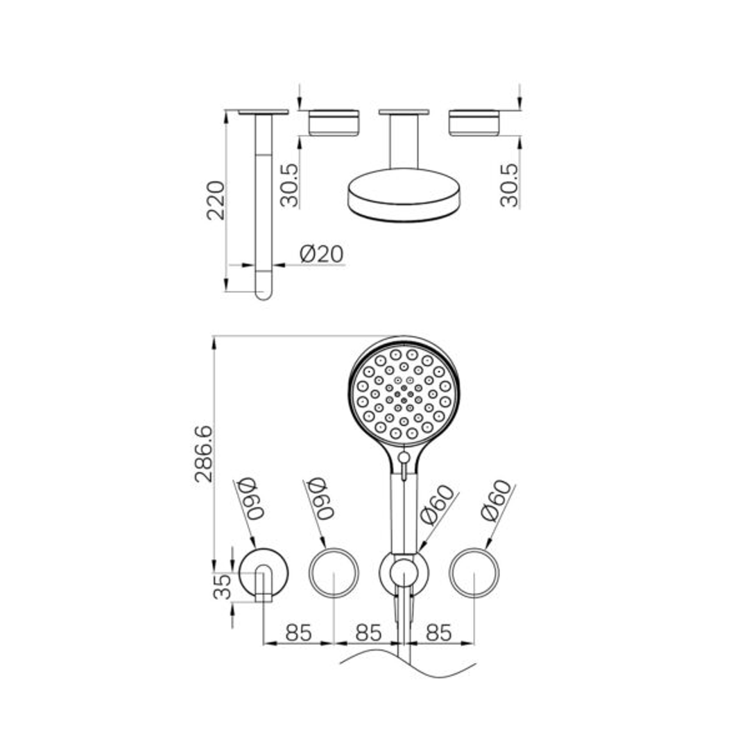 Nero Serenity Progressive Shower System - Spout Chrome Verde Alpi Handle & Serenity Hand Shower Trim Kit Only