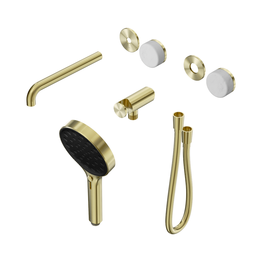 Nero Serenity Progressive Shower System - Spout Brushed Gold Carrara Handle & Serenity Hand Shower Trim Kit Only