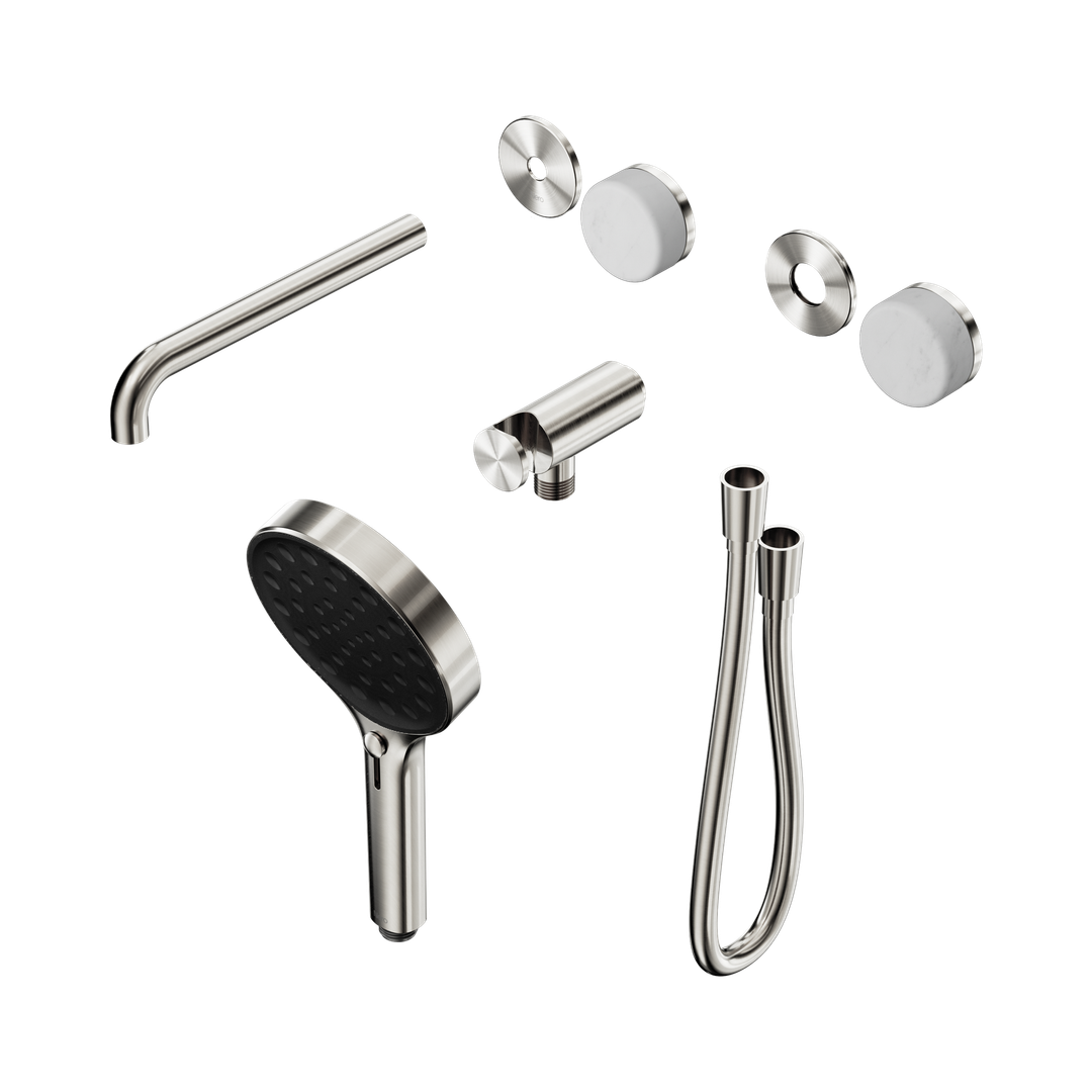 Nero Serenity Progressive Shower System - Spout Brushed Nickel Carrara Handle & Serenity Hand Shower Trim Kit Only