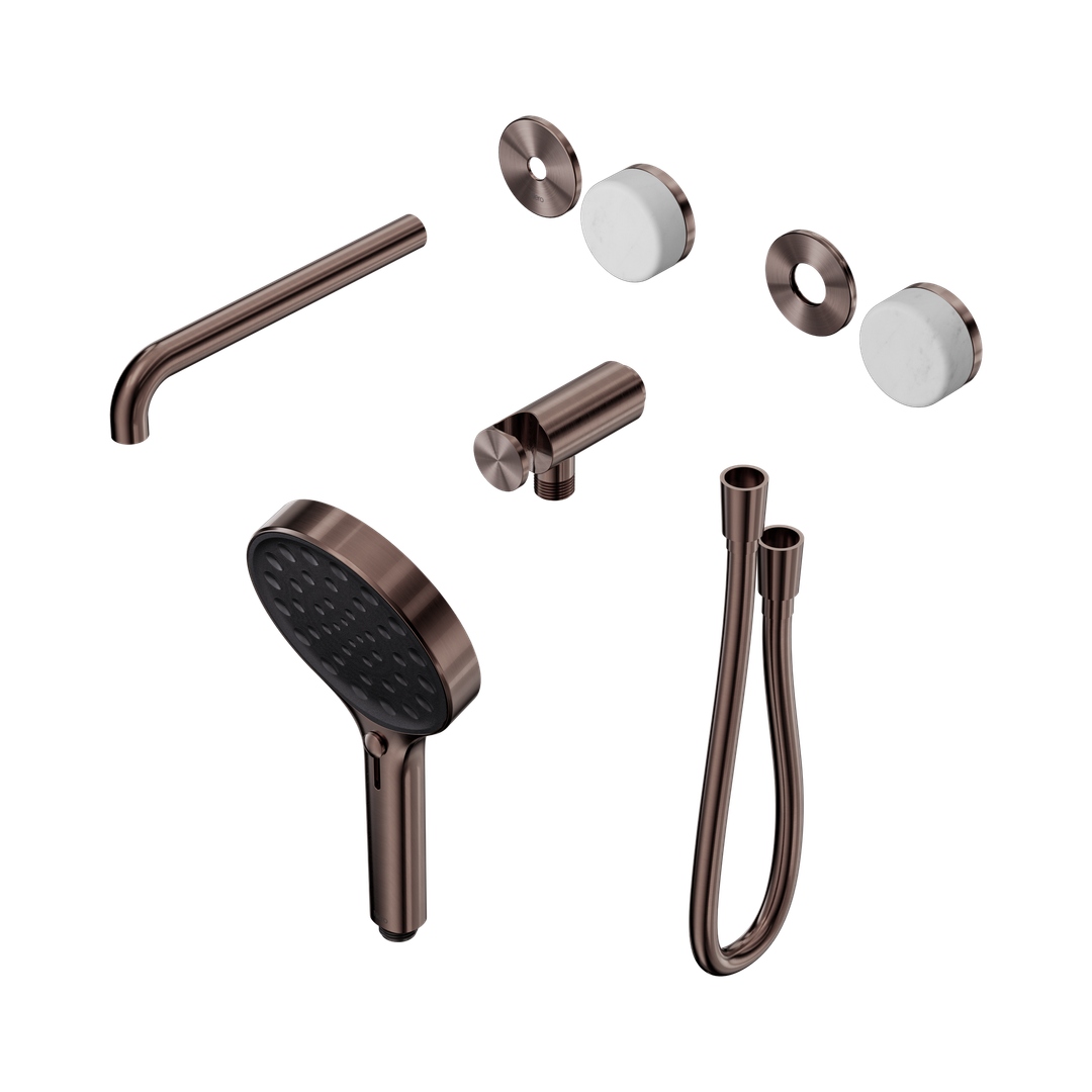 Nero Serenity Progressive Shower System - Spout Brushed Bronze Carrara Handle & Serenity Hand Shower Trim Kit Only