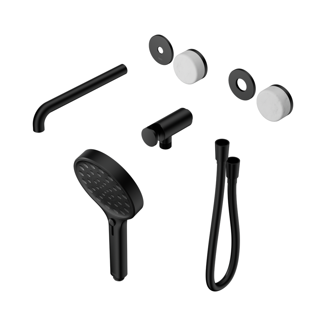 Nero Serenity Progressive Shower System - Spout Matte Black Carrara Handle & Serenity Hand Shower Trim Kit Only
