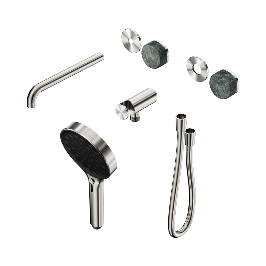 Nero Serenity Progressive Shower System - Spout Brushed Nickel Verde Alpi Handle & Serenity Hand Shower Trim Kit Only