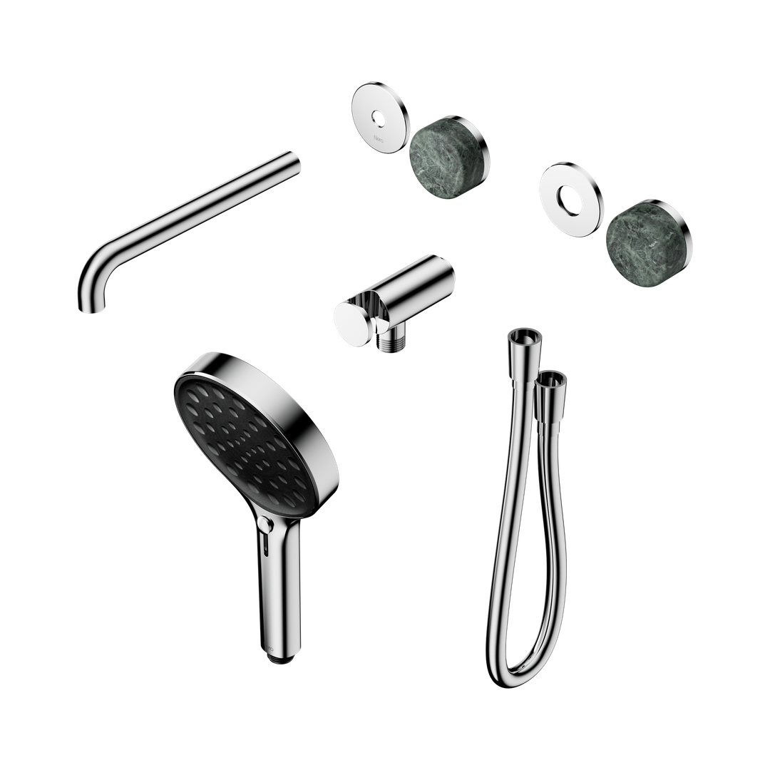 Nero Serenity Progressive Shower System - Spout Chrome Verde Alpi Handle & Serenity Hand Shower Trim Kit Only