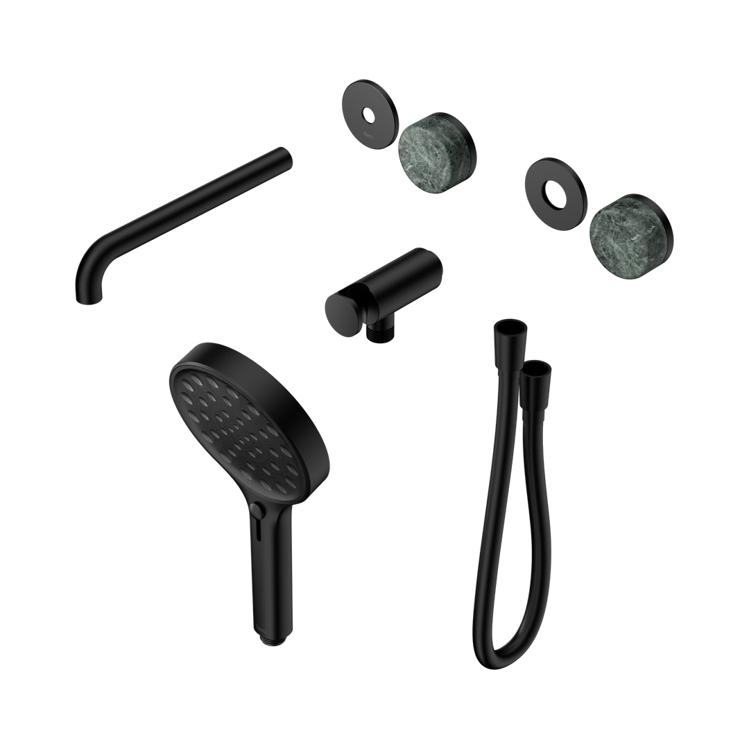 Nero Serenity Progressive Shower - Spout Matte Black Verde Alpi Handle & Serenity Hand Shower Trim Kit Only
