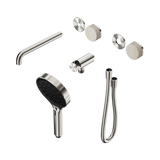 Nero Serenity Progressive Shower - Spout Brushed Nickel Rome Travertine Handle & Serenity Hand Shower Trim Kit