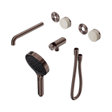 Nero Serenity Progressive Shower - Spout Brushed Bronze Rome Travertine Handle & Serenity Hand Shower Trim Kit