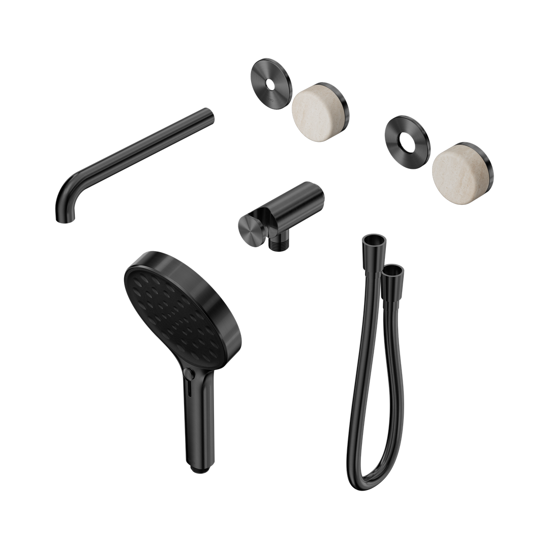 Nero Serenity Progressive Shower - Spout Gunmetal Rome Travertine Handle & Serenity Hand Shower Trim Kit Only