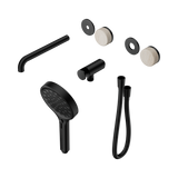 Nero Serenity Progressive Shower - Spout Matte Black Rome Travertine Handle & Serenity Hand Shower Trim Kit
