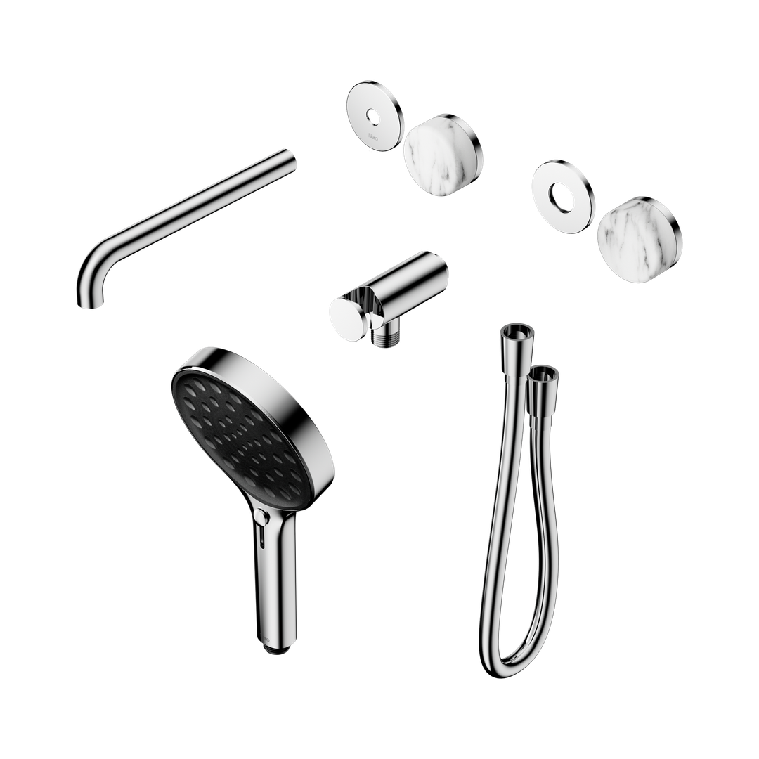 Nero Serenity Progressive Shower - Spout Chrome Arabescato Corchia Handle & Serenity Hand Shower Trim Kit Only