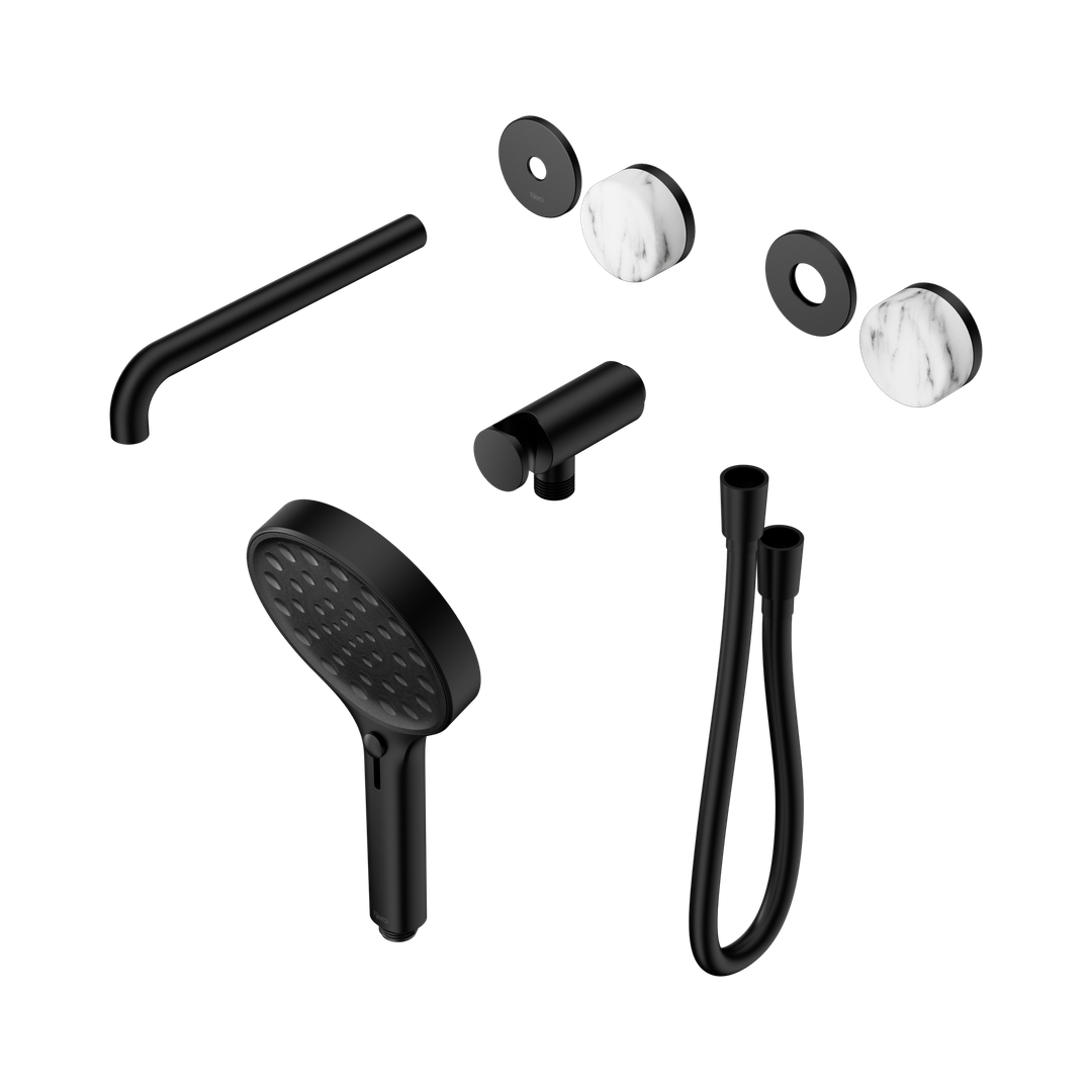 Nero Serenity Progressive Shower - Spout Matte Black Corchia Handle & Serenity Hand Shower Trim Kit Only
