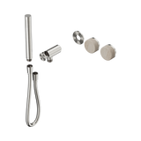 Nero Serenity Progressive Shower System Brushed Nickel - Rome Travertine Handle & Slim Shower Trim Kit Only
