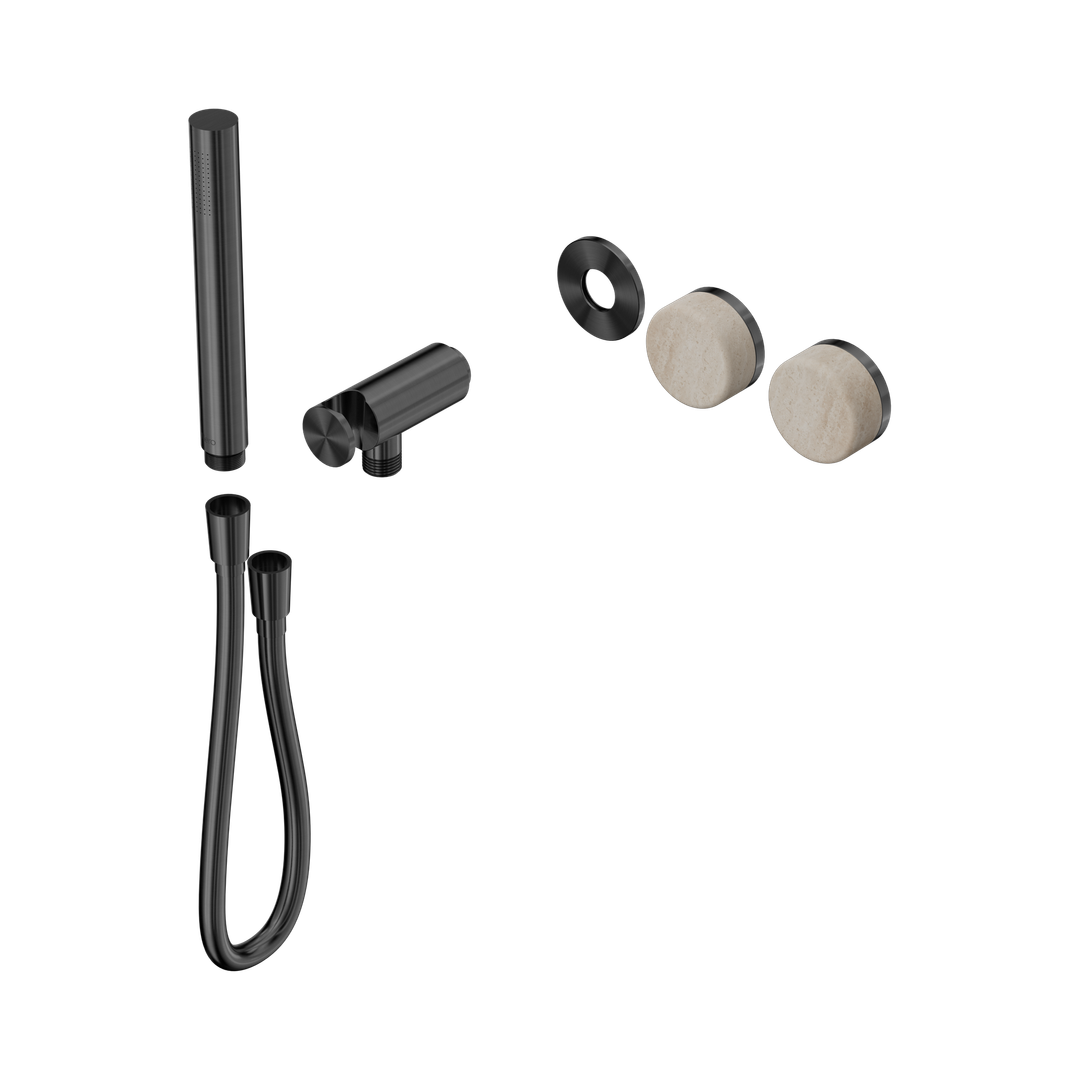 Nero Serenity Progressive Shower System Gunmetal - Rome Travertine Handle & Slim Shower Trim Kit Only