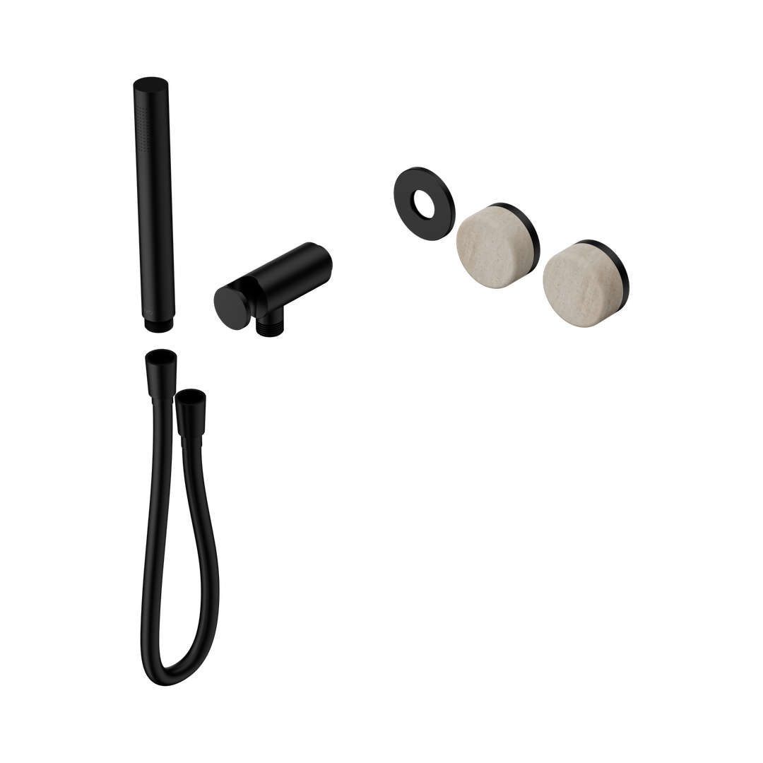 Nero Serenity Progressive Shower System Matte Black - Rome Travertine Handle & Slim Shower Trim Kit Only