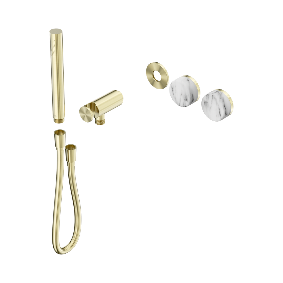 Nero Serenity Progressive Shower System Brushed Gold - Arabescato Corchia Handle & Slim Shower Trim Kit Only