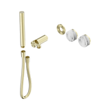 Nero Serenity Progressive Shower System Brushed Gold - Arabescato Corchia Handle & Slim Shower Trim Kit Only