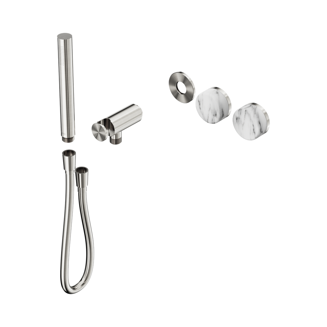 Nero Serenity Progressive Shower System Brushed Nickel - Arabescato Corchia Handle & Slim Shower Trim Kit Only