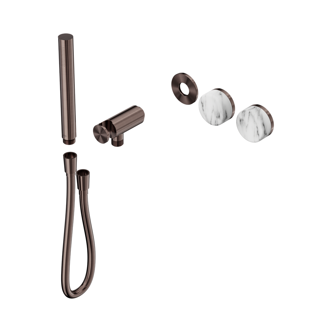 Nero Serenity Progressive Shower System Brushed Bronze - Arabescato Corchia Handle & Slim Shower Trim Kit Only
