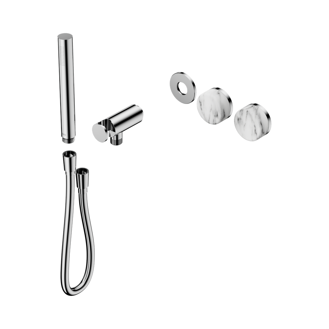 Nero Serenity Progressive Shower System Chrome - Arabescato Corchia Handle & Slim Shower Trim Kit Only