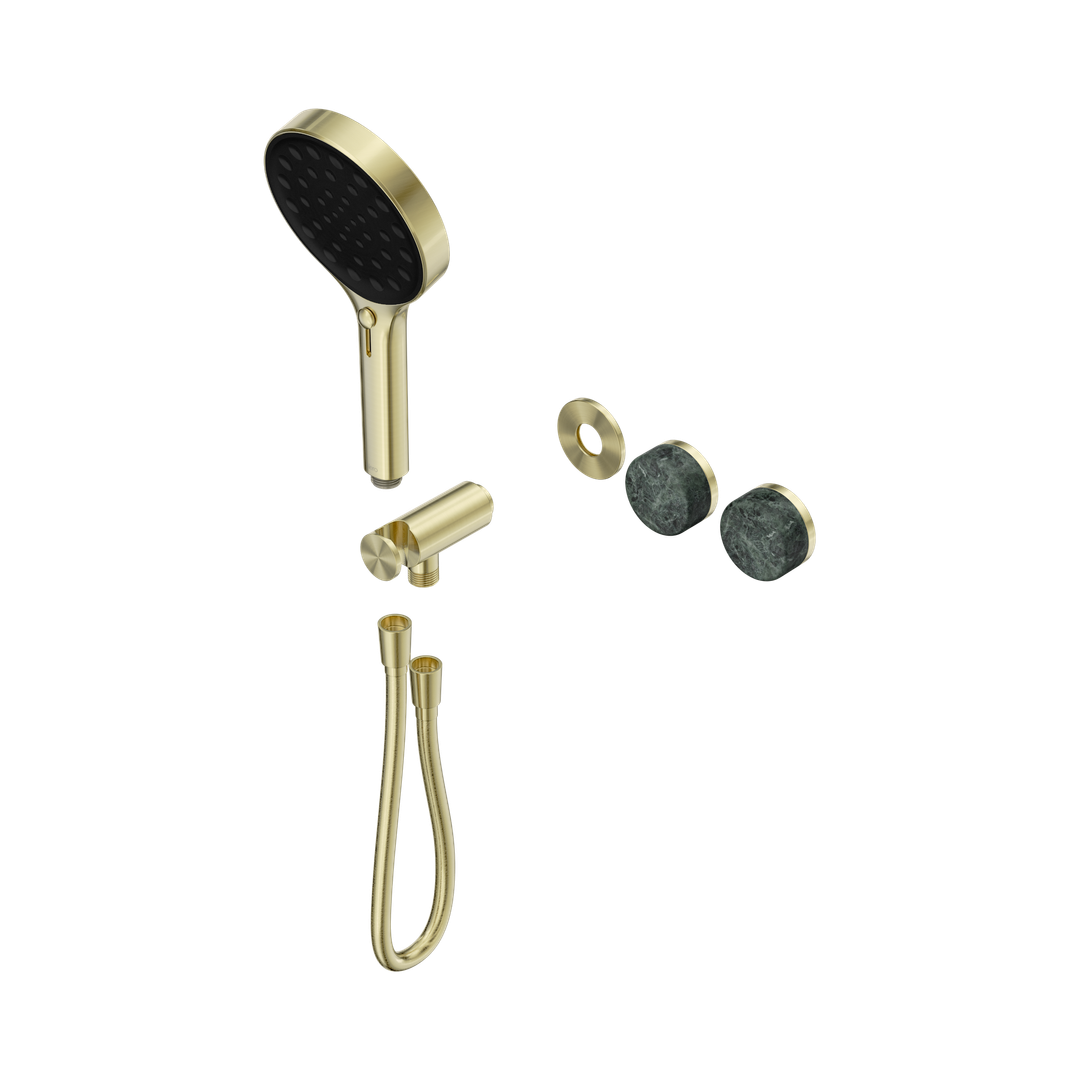 Nero Serenity Progressive Shower System Brushed Gold - Verde Alpi Handle & Serenity Hand Shower Trim Kit Only