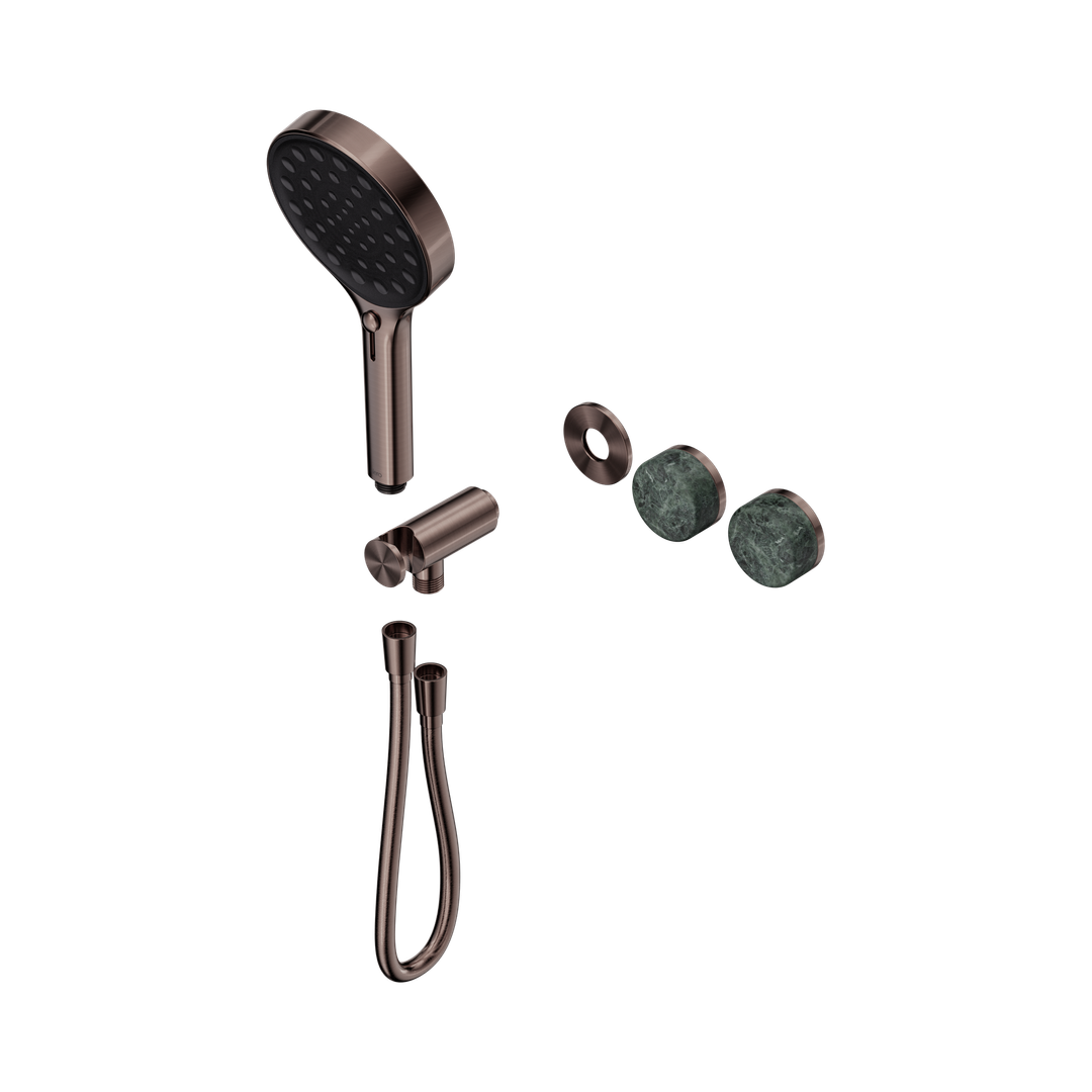 Nero Serenity Progressive Shower System Brushed Bronze - Verde Alpi Handle & Serenity Hand Shower Trim Kit Only