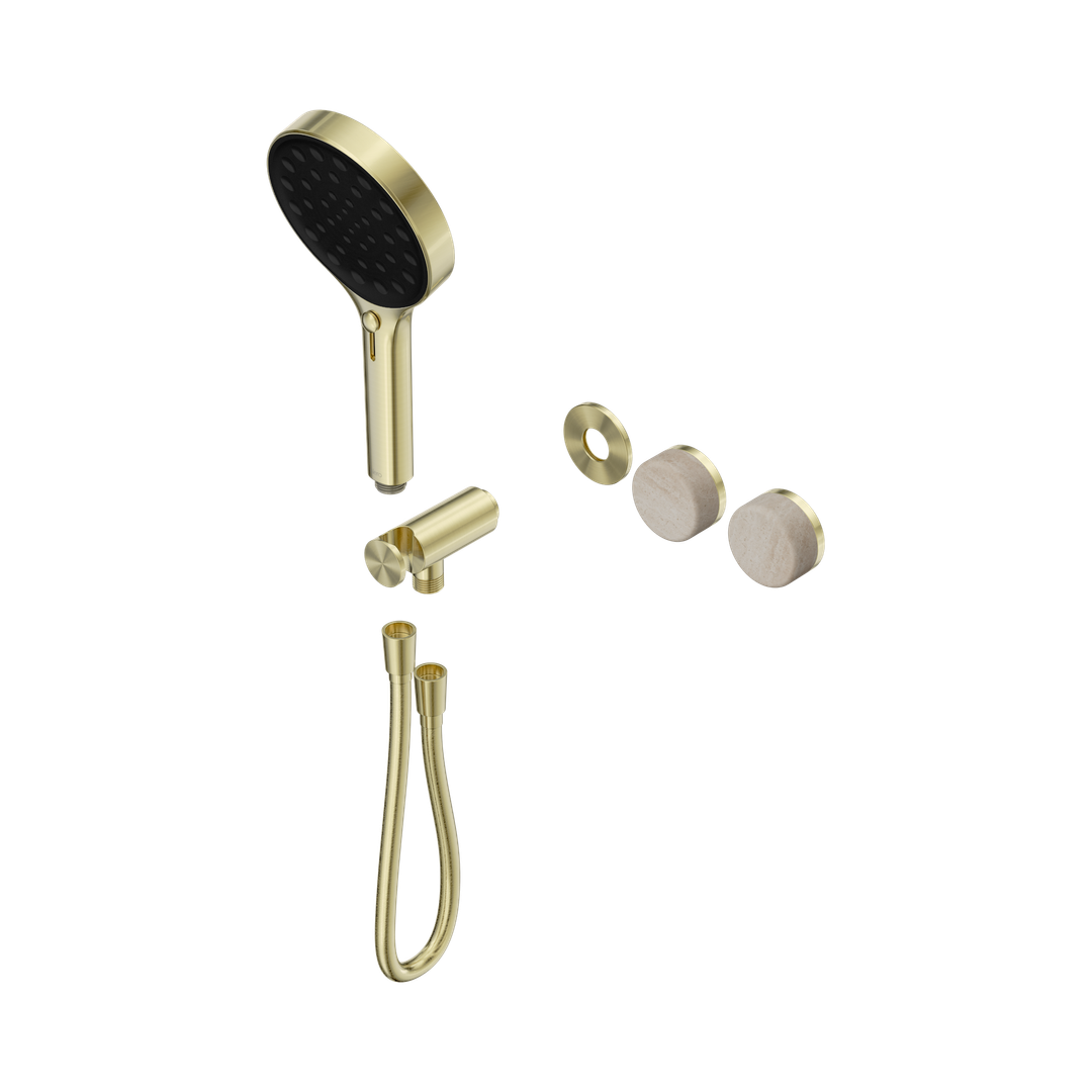 Nero Serenity Progressive Shower System Brushed Gold - Rome Travertine Handle & Serenity Hand Shower Trim Kit Only