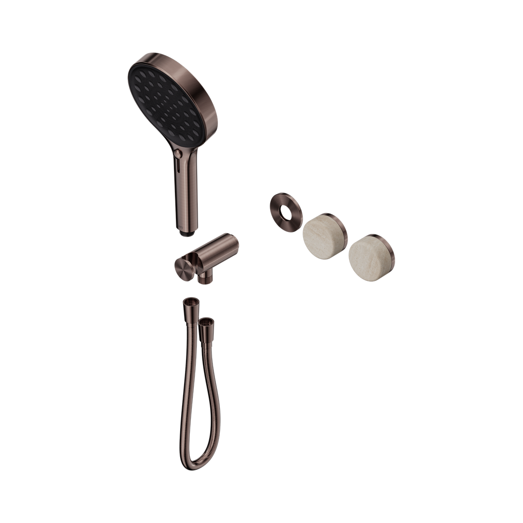 Nero Serenity Progressive Shower System Brushed Bronze - Rome Travertine Handle & Serenity Hand Shower Trim Kit Only