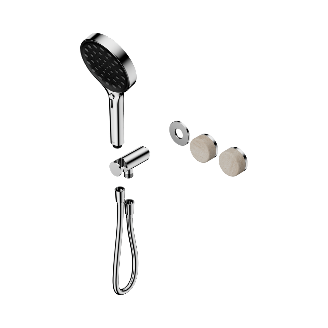 Nero Serenity Progressive Shower System Chrome - Rome Travertine Handle & Serenity Hand Shower Trim Kit Only