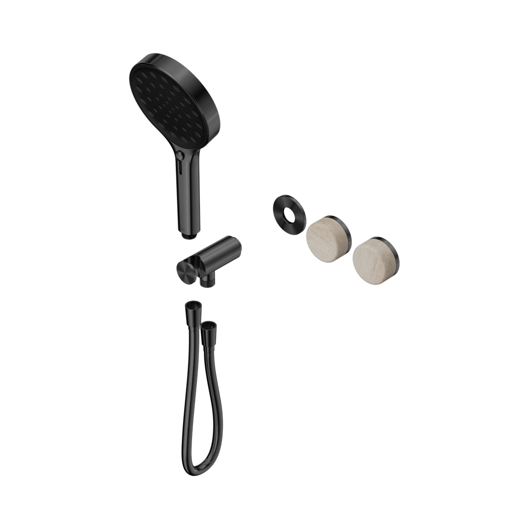 Nero Serenity Progressive Shower System Gunmetal - Rome Travertine Handle & Serenity Hand Shower Trim Kit Only