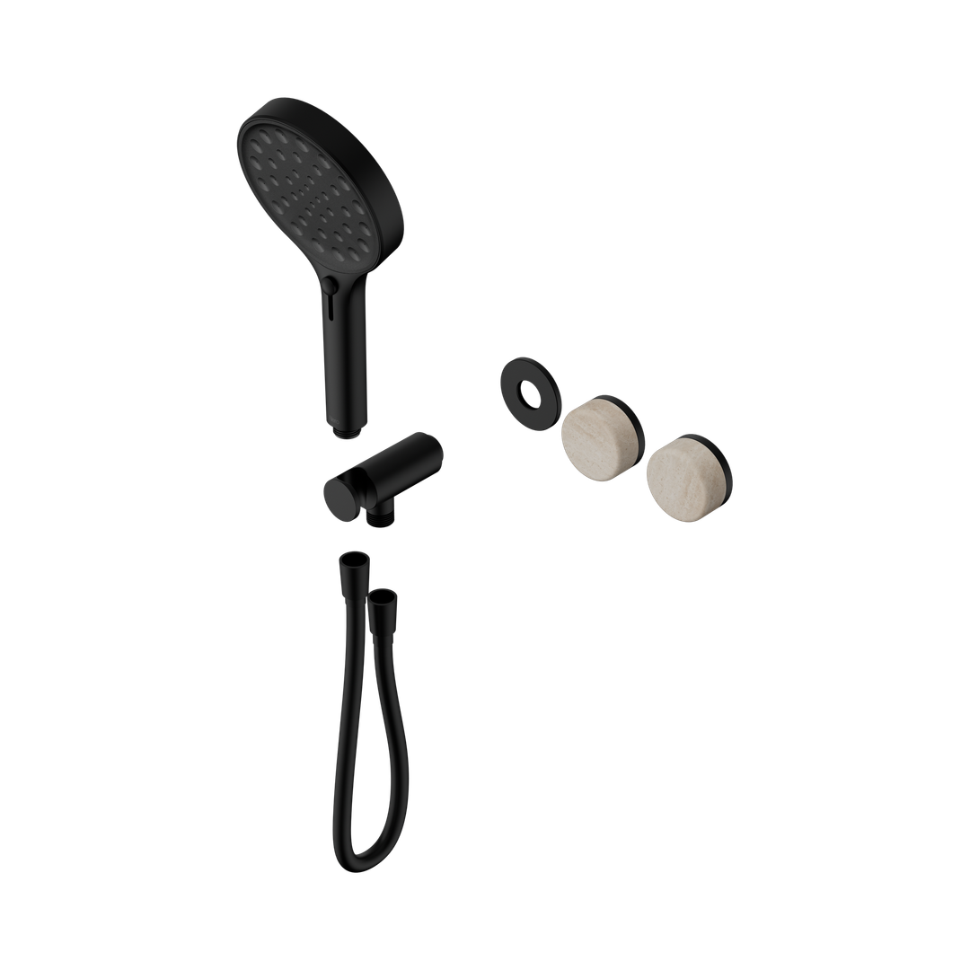 Nero Serenity Progressive Shower System Matte Black - Rome Travertine Handle & Serenity Hand Shower Trim Kit Only