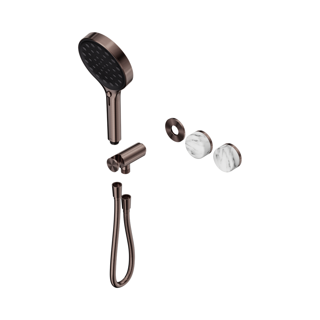 Nero Serenity Progressive Shower System Brushed Bronze - Arabescato Corchia Handle & Serenity Hand Shower Trim Kit Only