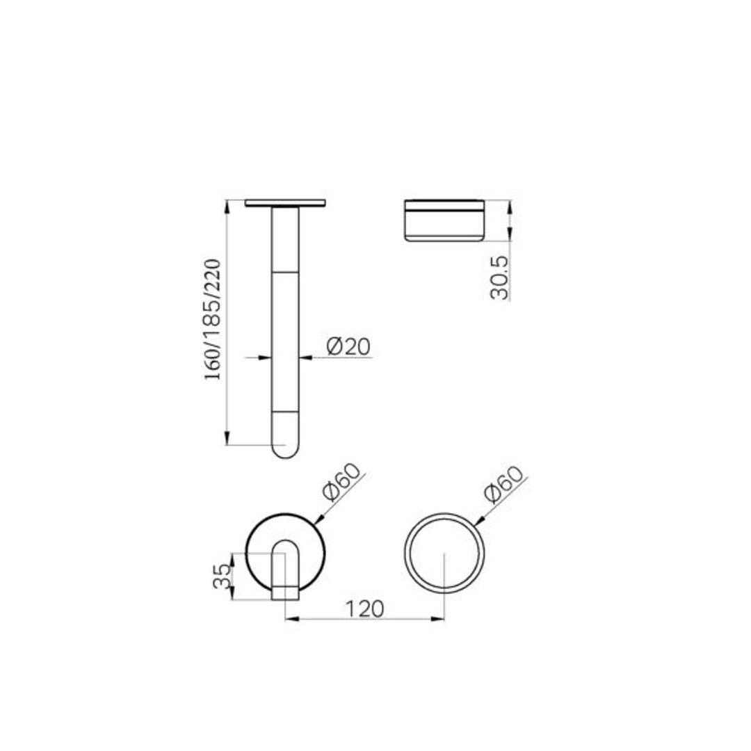 Serenity Wall Basin Nero Mixer 185mm Spout Rome Travertine Hdl Trim Kit Only - Brushed Bronze