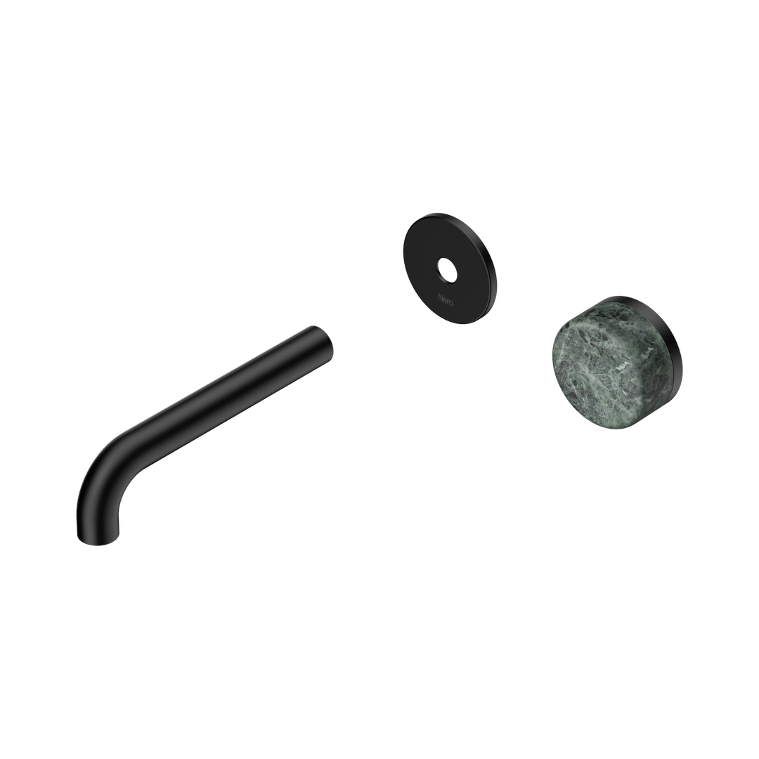 Nero Serenity Progressive Wall Basin Mixer 160Mm Spout Matte Black - Verde Alpi Handle Trim Kit Only