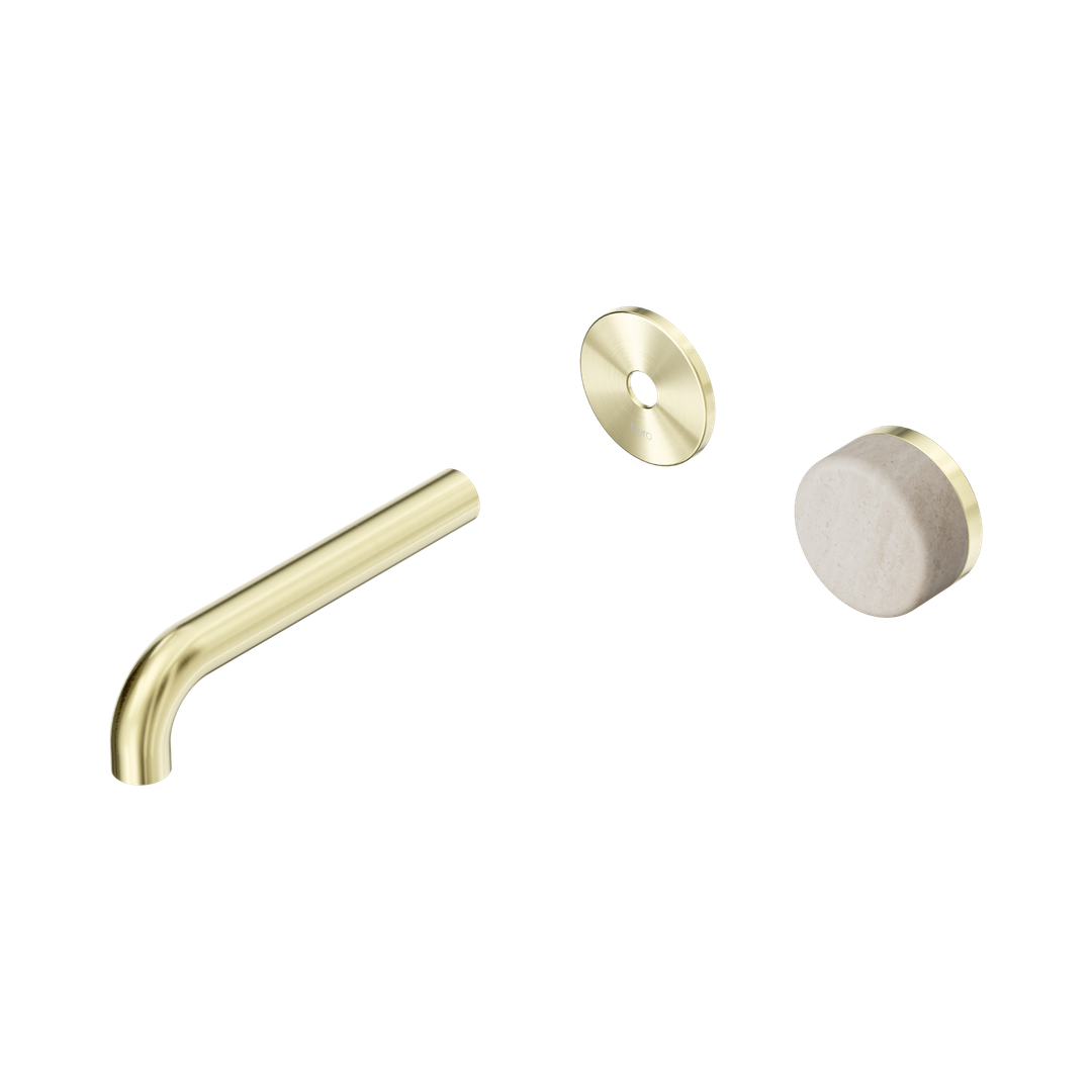 Serenity Wall Basin Nero Mixer 160mm Spout With Rome Travertine Hdl Trim Kit Only - Brushed Gold