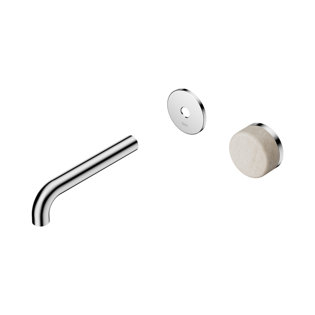 Nero Serenity Progressive Wall Basin Mixer 160Mm Spout Chrome - Rome Travertine Handle Trim Kit Only