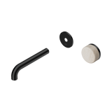 Nero Serenity Progressive Wall Basin Mixer 160Mm Spout Matte Black - Rome Travertine Handle Trim Kit Only