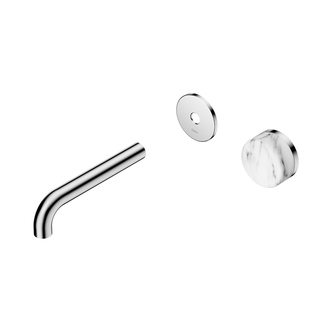 Nero Serenity Progressive Wall Basin Mixer 160Mm Spout Chrome - Arabescato Corchia Handle Trim Kit Only