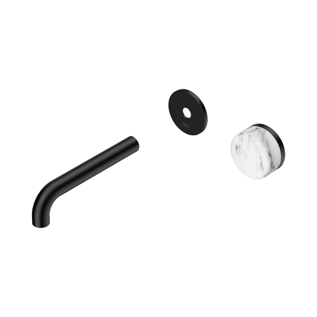 Nero Serenity Progressive Wall Basin Mixer 160Mm Spout - Matte Black Arabescato Corchia Handle Trim Kit Only